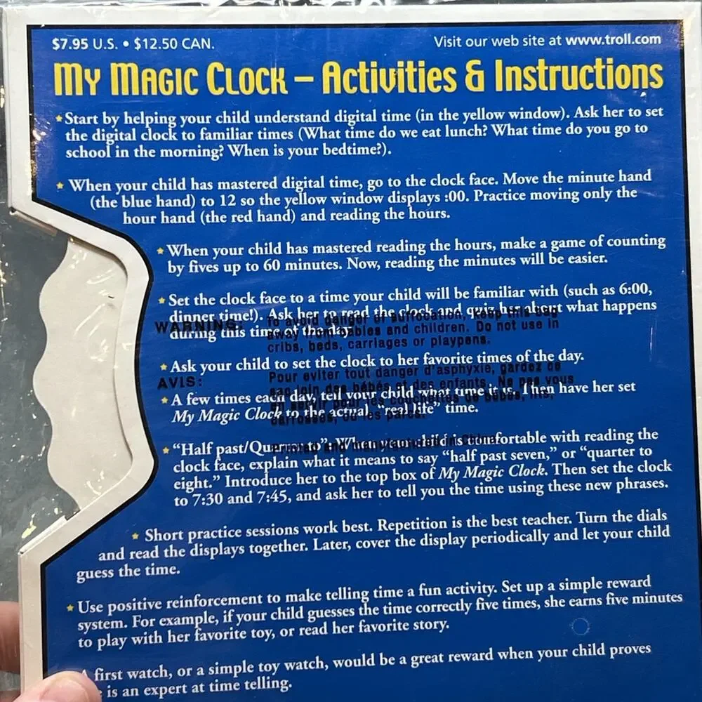 VTG 2001 Learn To Tell Time My Magic Clock By Troll Homeschooling Educate SEALED